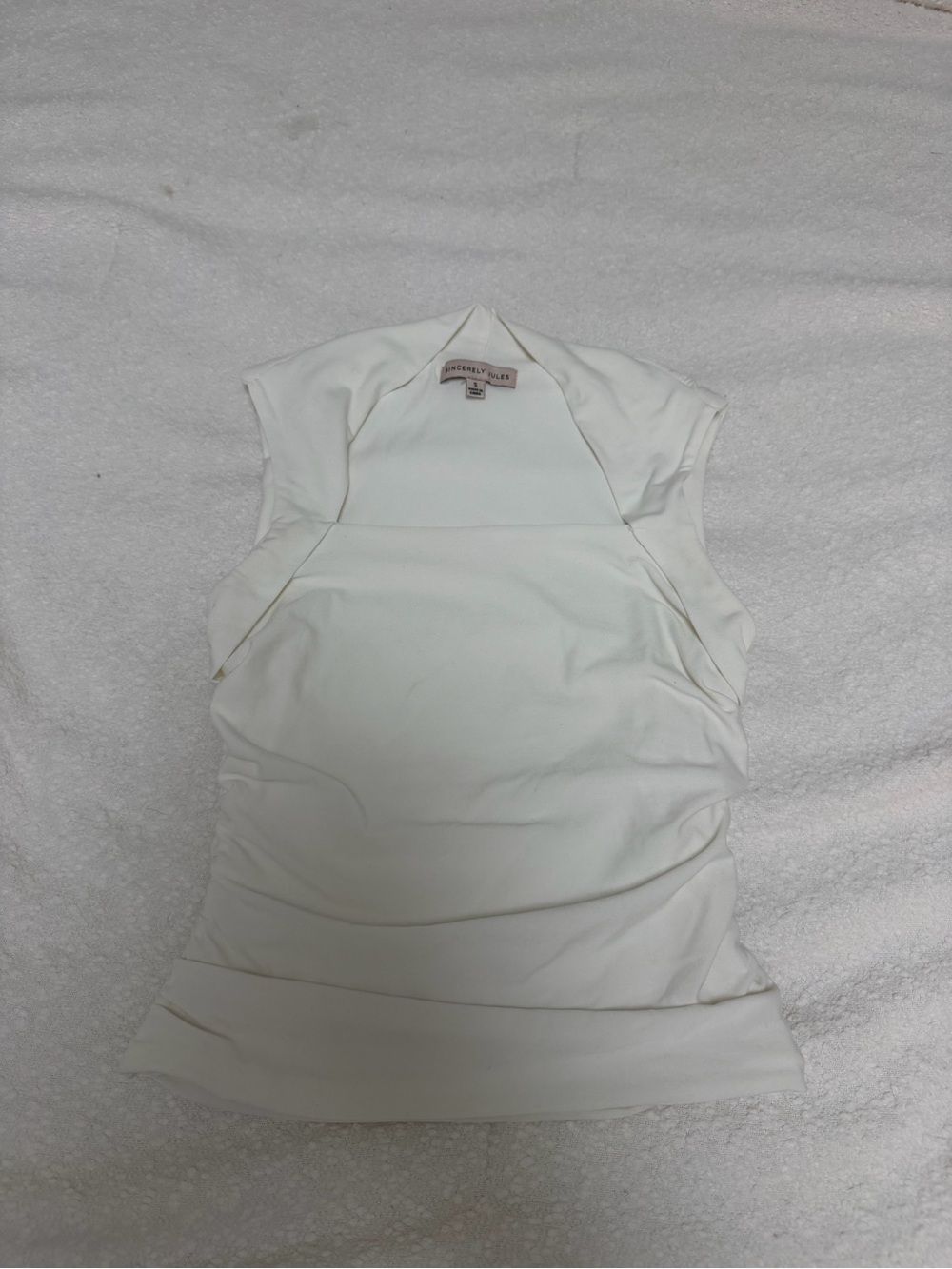 Sincerly Jules White Sleeveless Mock Neck Top